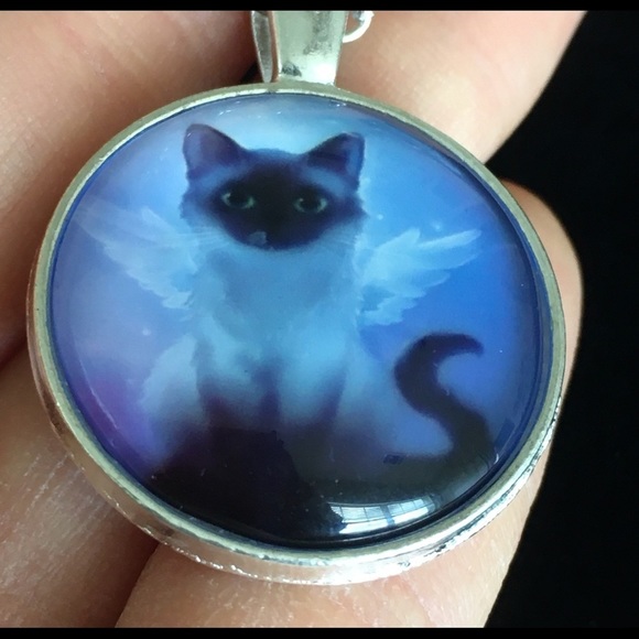 n/a Jewelry - Fairy Cat Glass Pendant Chain Necklace